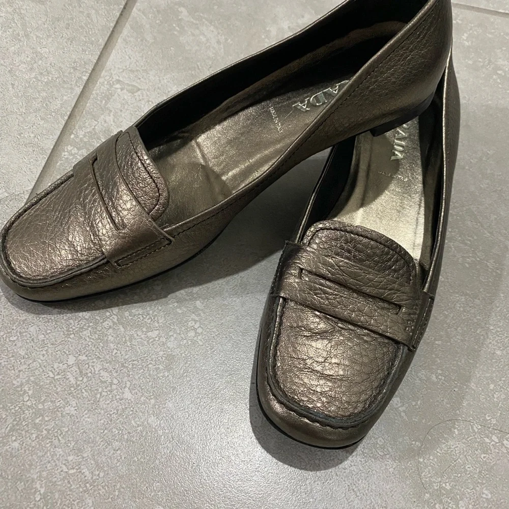 Prada Women's Bronze Leather Loafers - Picture 13 of 13